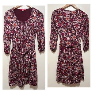 Boden 100% silk purple Florentine floral print shift dress Sz 2R